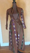 Rare 1860s Dress handmade W/Ikat Material, Fringed Sleeves. SM XS