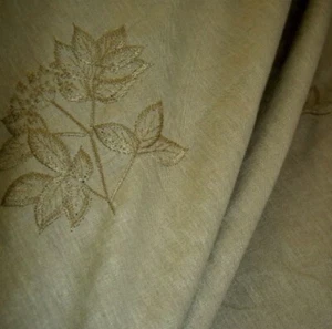 French Beacon Hill Embroidered Laurus Toast Fabric - Picture 1 of 6