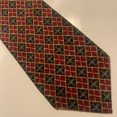 Corbata para hombre VIVA poliéster - roja con diseño azul y dorado Foto 1 de 4