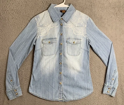 Copper Key Women's Blue Long Sleeve Button Down Casual Collared Blouse Top Small - Image 1 of 4