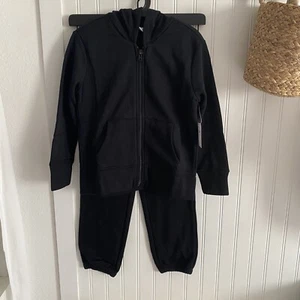Old Navy Black Hooded Zipper Jacket and Jogger Pants Set S(6-7Y) NWT - Picture 1 of 8