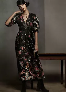 ANTHROPOLOGIE V-Ausschnitt Paisley Maxikleid Größe 6 neu mit Etikett - Bild 1 von 5