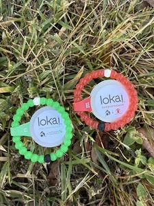 Lokai Bracelets Set Of 2 Medium Green Red - Picture 1 of 4