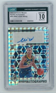 2023 -24 Panini Mosaic Isaiah Wong Rookie Silver Mosaic Prizm Auto CGC 10 Gem - Picture 1 of 2