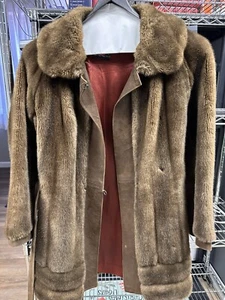 Vintage Adolph Schuman for Lilli Ann brown faux fur jacket w/suede - Picture 1 of 7
