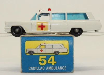 my982, Alter Matchbox Lesney 54 B S & S Cadillac Ambulance RTW 65er BOX OVP TOP - Bild 1 von 4