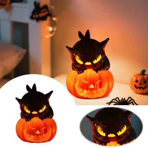 Decoraciones de Halloween Luz de Noche LED Ornamento de Escritorio Calabaza Gato Diseño Fiesta - Imagen 1 de 9