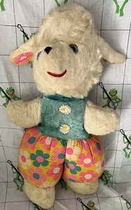 Peluche de cordero vintage años 60 70 hippie flor niño estampado margarita - Imagen 1 de 7
