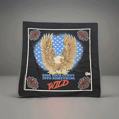 Vintage Harley Davidson Bandana Eagle Handkerchief Black 80s USA Freedom Vintage - Image 1 of 4