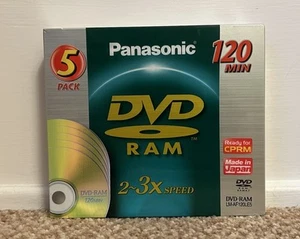 Pack de 5 disques vierges DVD-RAM Panasonic LM-AF120LE5 120 min 4,7 Go neufs scellés - Photo 1/3