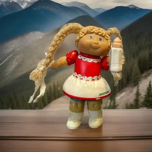 Vtg 1984 Cabbage Patch Kids Figure Collectible Toy Bottle Blonde Hair Braids - Picture 1 of 16