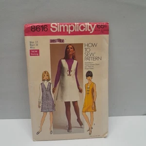 Vestido jersey vintage estampado simplicidad #8616 Misses talla 12 FF 1969 EE. UU. - Imagen 1 de 2