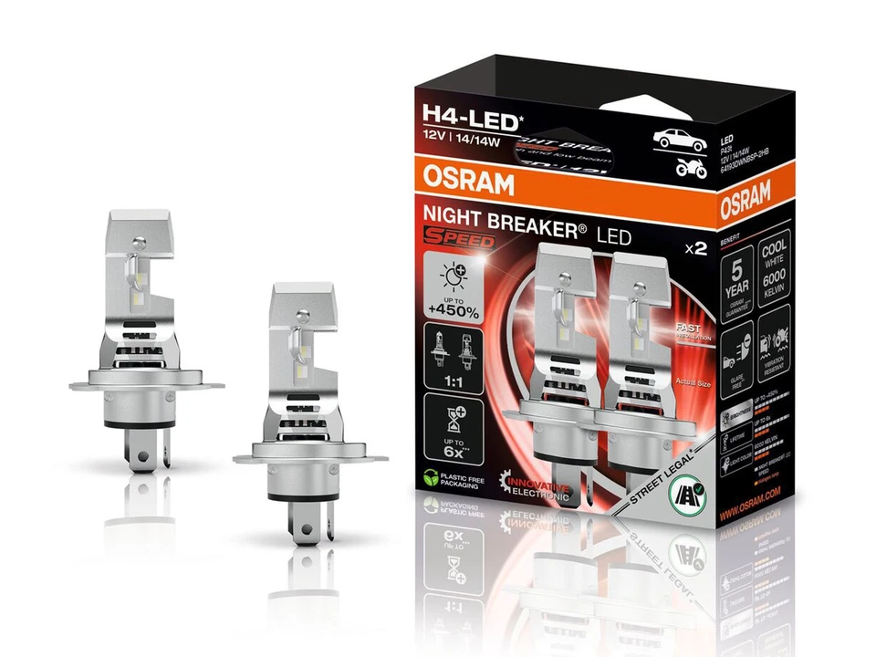 OSRAM 64193DWNBSP-2HB LED Leuchtmittel NIGHT BREAKER LED SPEED H4 12 V
