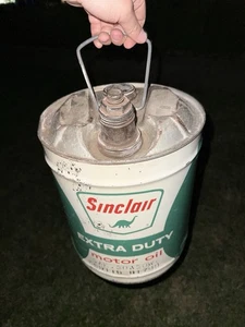 JARRA DE LATA DE METAL DE 5 GALONES DE ACEITE DE MOTOR EXTRA DUTY SINCLAIR DE COLECCIÓN - Imagen 1 de 5