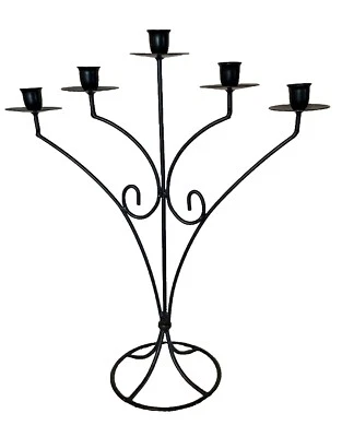 Candelabro 5 Candelabros Soporte Centro de Mesa 19" Alto Negro - Metal Foto 1 de 4