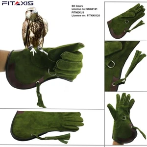 Falconry Glove Nubuck Leather Eagle Hunting Raptor Bird Pet Hawk Long Cuff  - Picture 1 of 4