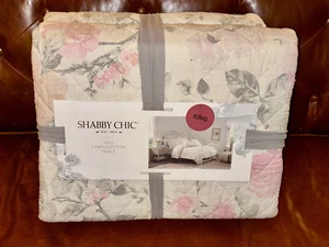 Shabby Chic Rachel Ashwell Linen Cotton Blend Soft Pastel Floral Quilt - KING - Picture 1 of 6