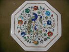 12 X 12 Inches Marble Coffee Table Top Peacock Pattern Inlay Work Indoor Table