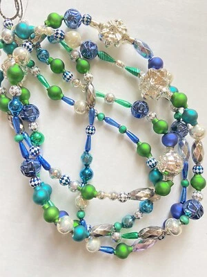 Guirnalda de Navidad de vidrio de mercurio azul para árboles mantos corona Hanukkah Foto 1 de 4