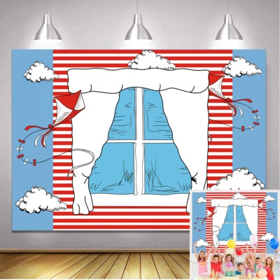 Cartoon Red Blue Window Backdrop Baby Gender Reveal Baby Shower Party Decoration Foto 1 de 4