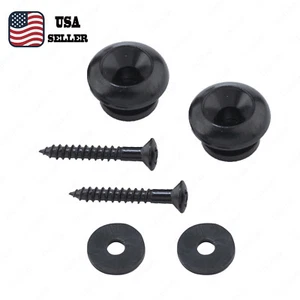 Set of 2 Black Guitar Strap Locks End Pins Button Pegs for Guitar Bass Ukulele - Picture 1 of 4