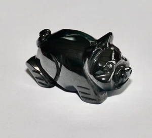 Charming Genuine Carved Haematite Stone Piggy Figure - Picture 1 of 5