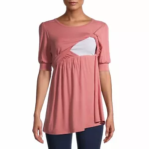 Maternity Oh! Mamma Double Bodice Nursing Top Pink Blouse Shirt Size XL - Picture 1 of 5