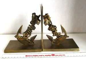 Vintage Navy, Coast Guard or Marine Corps Brass Anchor Bookends  " Tall - Picture 1 of 7