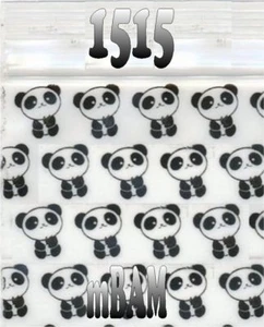 100 PACK BLACK & WHITE COMIC PANDA BEARS 1515 Apple Zip Baggies 1.5X1.5" - Picture 1 of 12