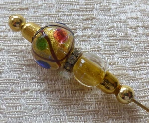 Bufanda de vidrio soplado de colección 1970 Murano Venecia 4,5" remolino púrpura oro soplado - Imagen 1 de 5