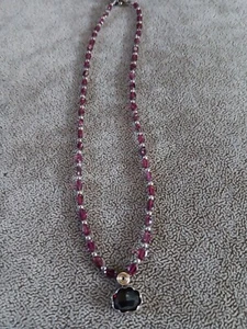 Granat Perlen 925 Sterlingsilber 14K Gelbgold Akzent Anhänger Halskette - Bild 1 von 8