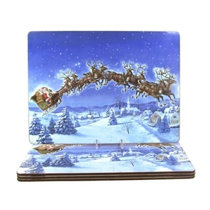 Pottery Barn Kids NIGHT BEFORE CHRISTMAS 16"x12" Placemat Set 4 Santa Reindeer - Picture 1 of 13