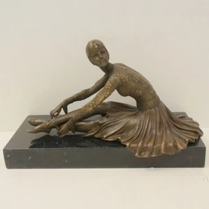 Estatua Bailarina Estilo Art Deco Estilo Art Nouveau Bronce Escultura Firmada - Imagen 1 de 10