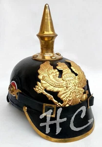 Leather Armor Spike Helmet German Pickelhaube Prussian Helmet WW1 Costume Gift - Picture 1 of 6