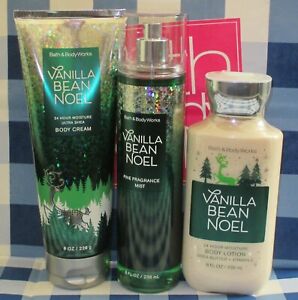 Bath & Body Works Vanilla Bean Noel Fragrance Mist, Body Lotion & Cream Gift Set