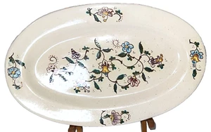 Vintage italienische Gubbio Grilli handbemalte ovale Platte Blumenmotiv 11,25" - Bild 1 von 6