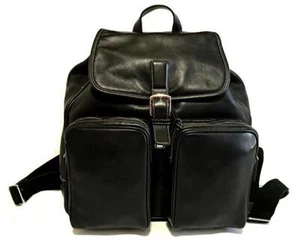 NICE Coach Vtg BLK Classic Retro Leather Luggage LG Duffle Travel Backpack Bag - Picture 1 of 1