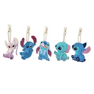 5 Pack Stitch Diamond Painting Kits Keychains,DIY 5D Full Drill Special Shape - Picture 1 of 8