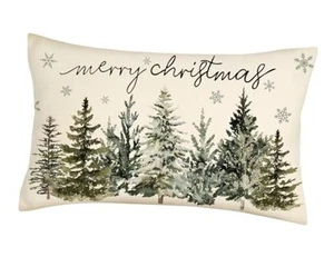 Christmas Trees Lumbar Pillow Cover 12x20 Inches 20" x 12" (Pack of 1) Green - Picture 1 of 8