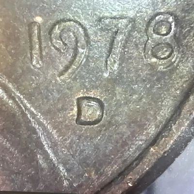 1978-D Re-Punched Mint Mark Lincoln Memorial Cent Error - Image 1 of 3
