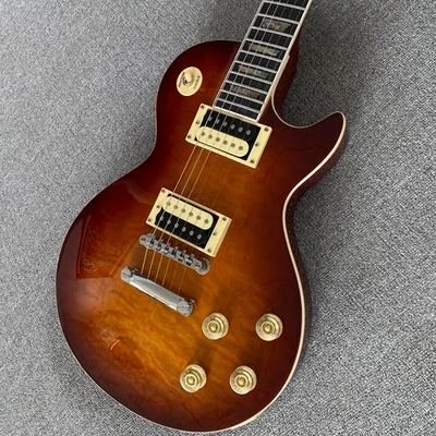 Quilted maple veneer les paul electric guitar brown burst Ablone inlays Gift - Image 1 of 4