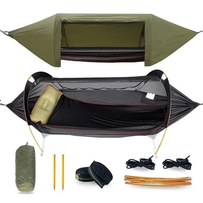 Hammock Tent With Rain Fly and Mosquito Net Camping Hiking Portable Hanging Bed - Image 1 of 4