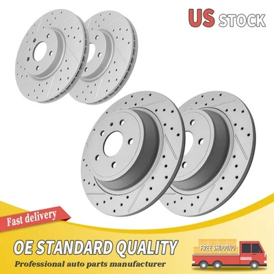 Front Rear Drilled Brake Rotors For 2013 2014 2015-2020 Ford Fusion Lincoln MKZ - Image 1 of 4