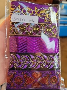 Cinta Jacquard Púrpura Resto Paquete 5 X 1 Yarda Longitudes - Imagen 1 de 2
