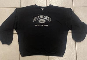 VTG Max Muscle Crew Neck Sweater BLACK 2003 Gym Bodybuilding USA MADE - Picture 1 of 5