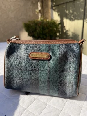 Vintage POLO RALPH LAUREN Relógio Preto Tartan Pequeno Estojo de Maquiagem Kit Bolsa de Higiene Pessoal - Imagem 1 de 4
