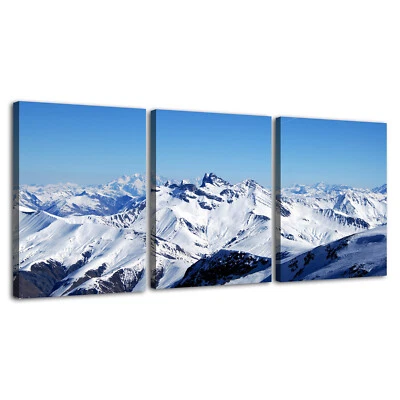 3 Pieces Canvas Paintings Sky Snow Mountains Wall Art Picture Home Decor  Poster - Image 1 of 4