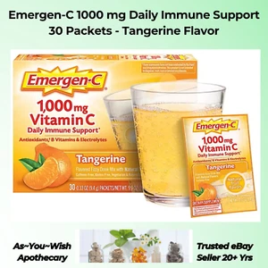 Emergen-C Vitamin C 1000mg Tangerine 30 Packets Exp 01/2026 Immune Support Drink - Picture 1 of 8