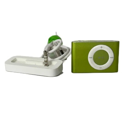 Apple Ipod Shuffle 2nd Generation Green 1GB with OEM Charging Dock Plug Cord - Image 1 of 4