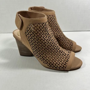 Vince Camuto 6 mittelbraune Wildleder-Sandalen mit Cut-Outs Peeptoe Schuhe - Bild 1 von 5